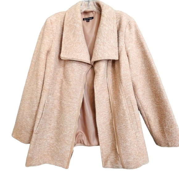Nwot INC International Concepts Blush/Creme Tweed Zip Front Pea Coat Jacket - Picture 10 of 17